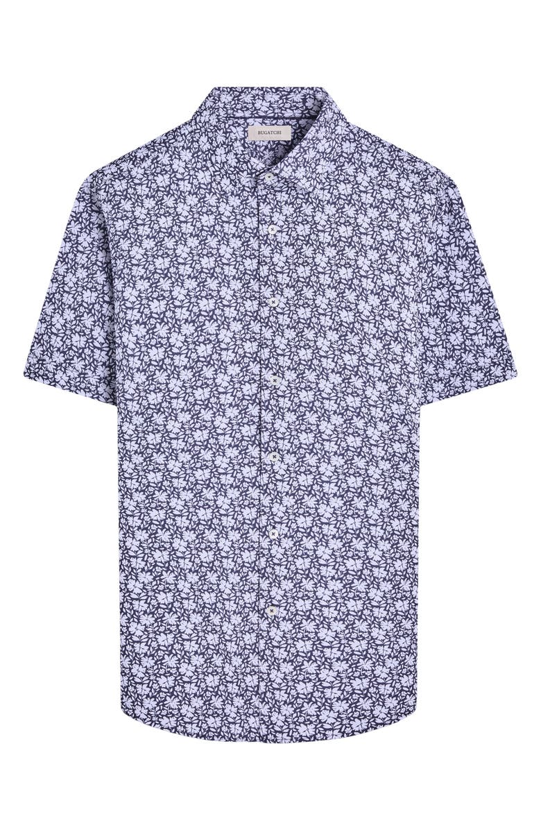 Bugatchi Miles OoohCotton<sup>®</sup> Floral Short Sleeve Button-Up Shirt, Alternate, color, Navy