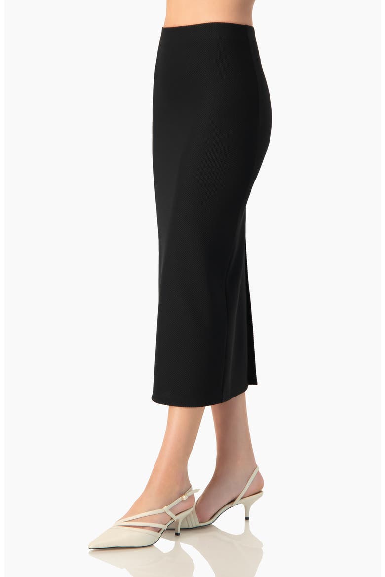 Smooth Stretch Knit High-Waist Fitted Midi Skirt, Alternate, color, Black