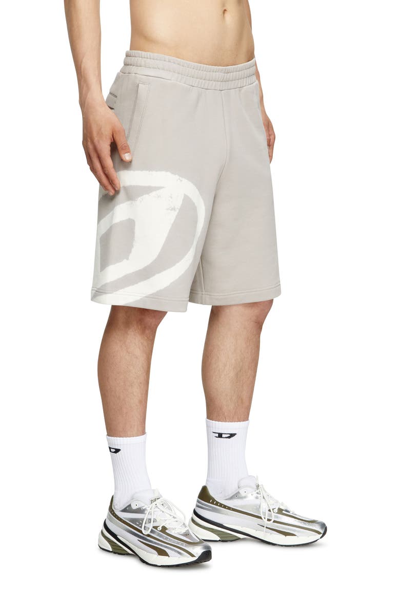 P-Crow-Bleach Sweat Shorts, Main, color, ASH/ GREY