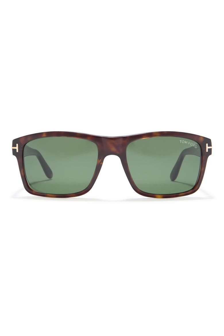 58mm Rectangle Sunglasses, Main, color, DARK HAVANA / GREEN