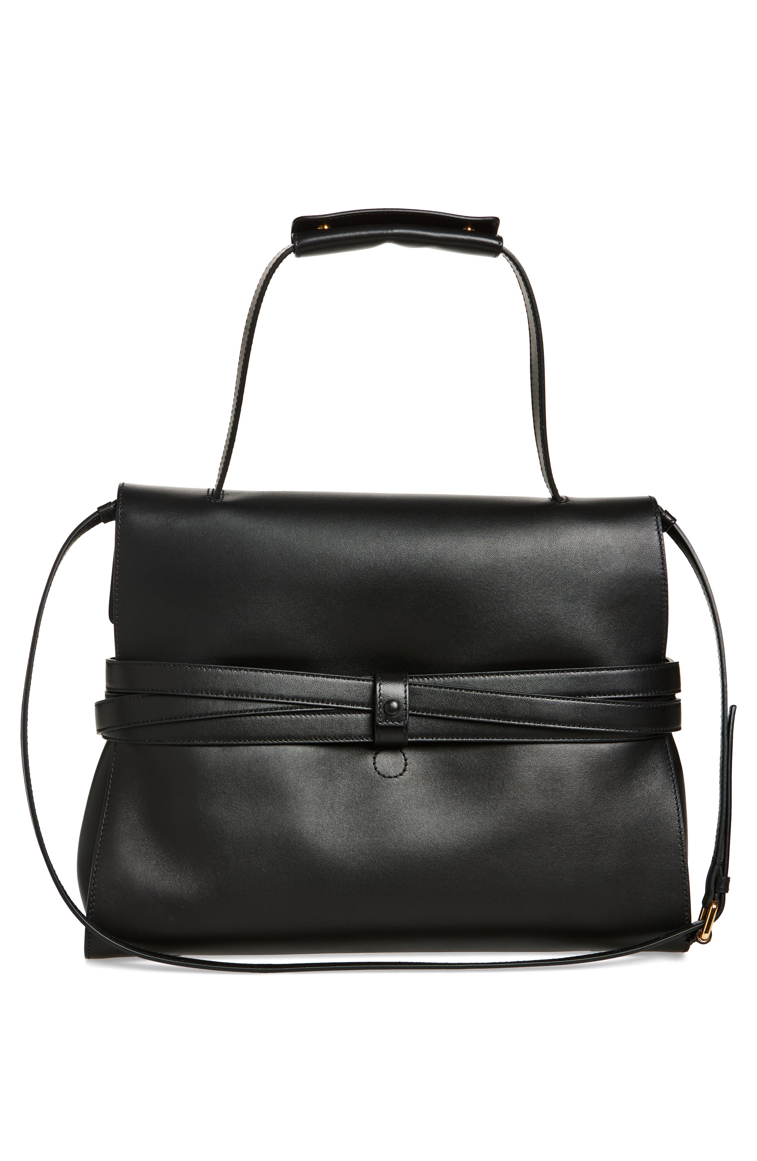 Moschino Large Tie Me Leather Shoulder Bag, Alternate, color, 