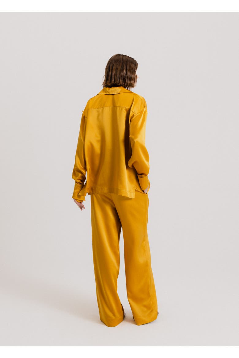 Silk Wide Leg Pants, Alternate, color, Gold