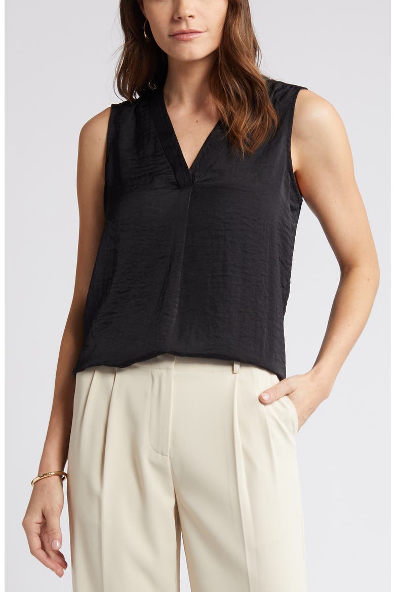 Rumpled Satin Blouse, Alternate, color, RICH BLACK