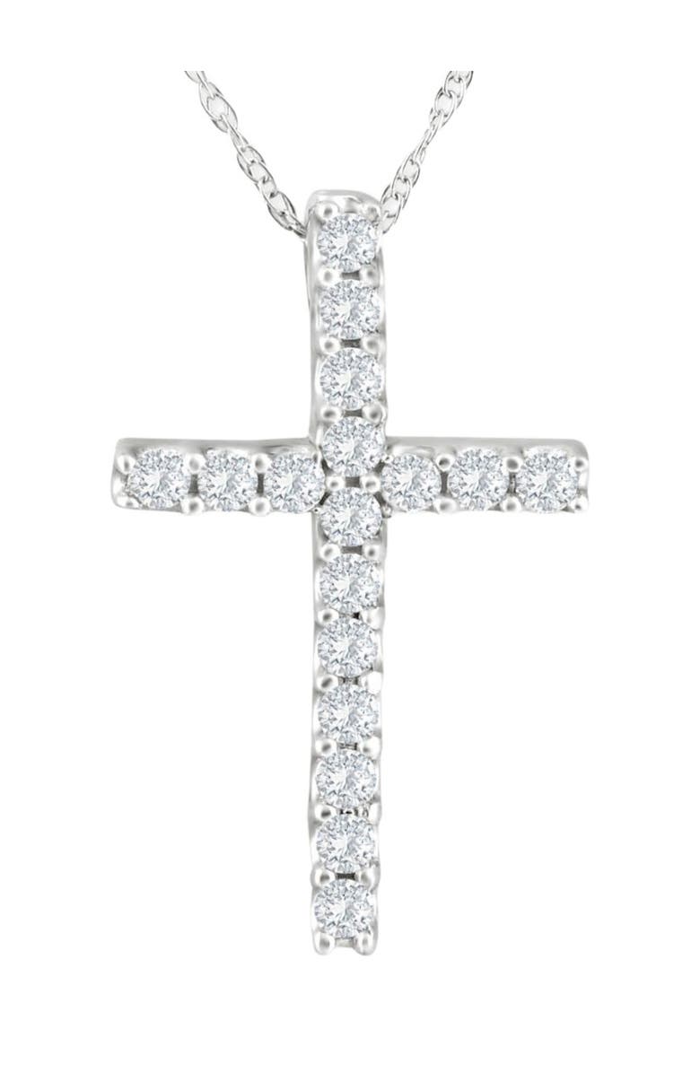 Bliss Diamond 1/3 Ct Lab Diamond Cross Pendant Necklace 18" Gold 21mm Tall, Main, color, 