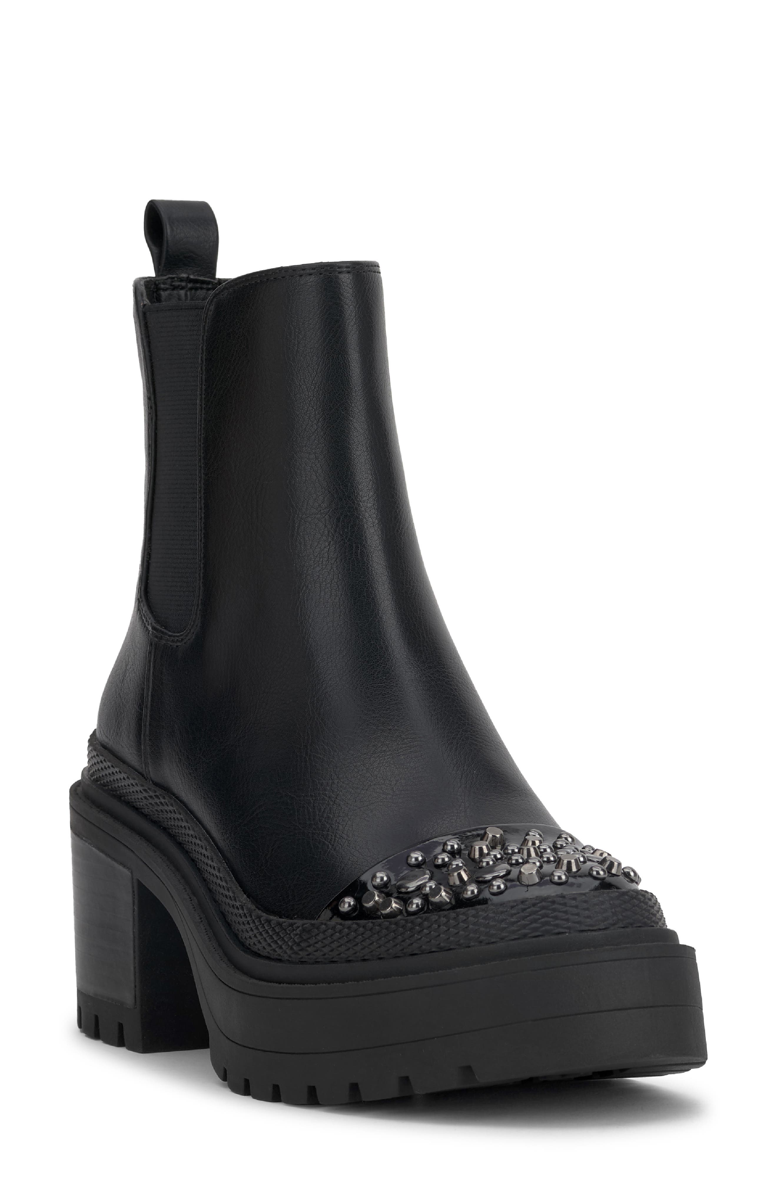 Jymmie Cap Toe Platform Chelsea Boot, Main, color, BLACK