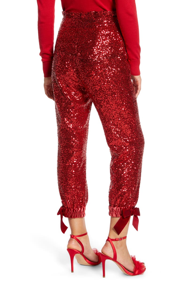 Halogen<sup>®</sup> x Atlantic-Pacific Sequin Paperbag Pants, Alternate, color, 