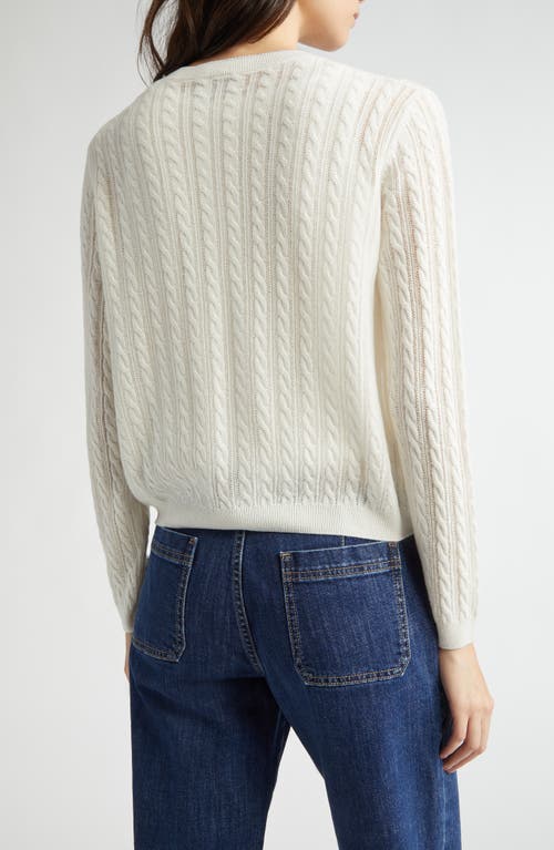 Eleventy Cable Stitch Cashmere Blend Cardigan In White