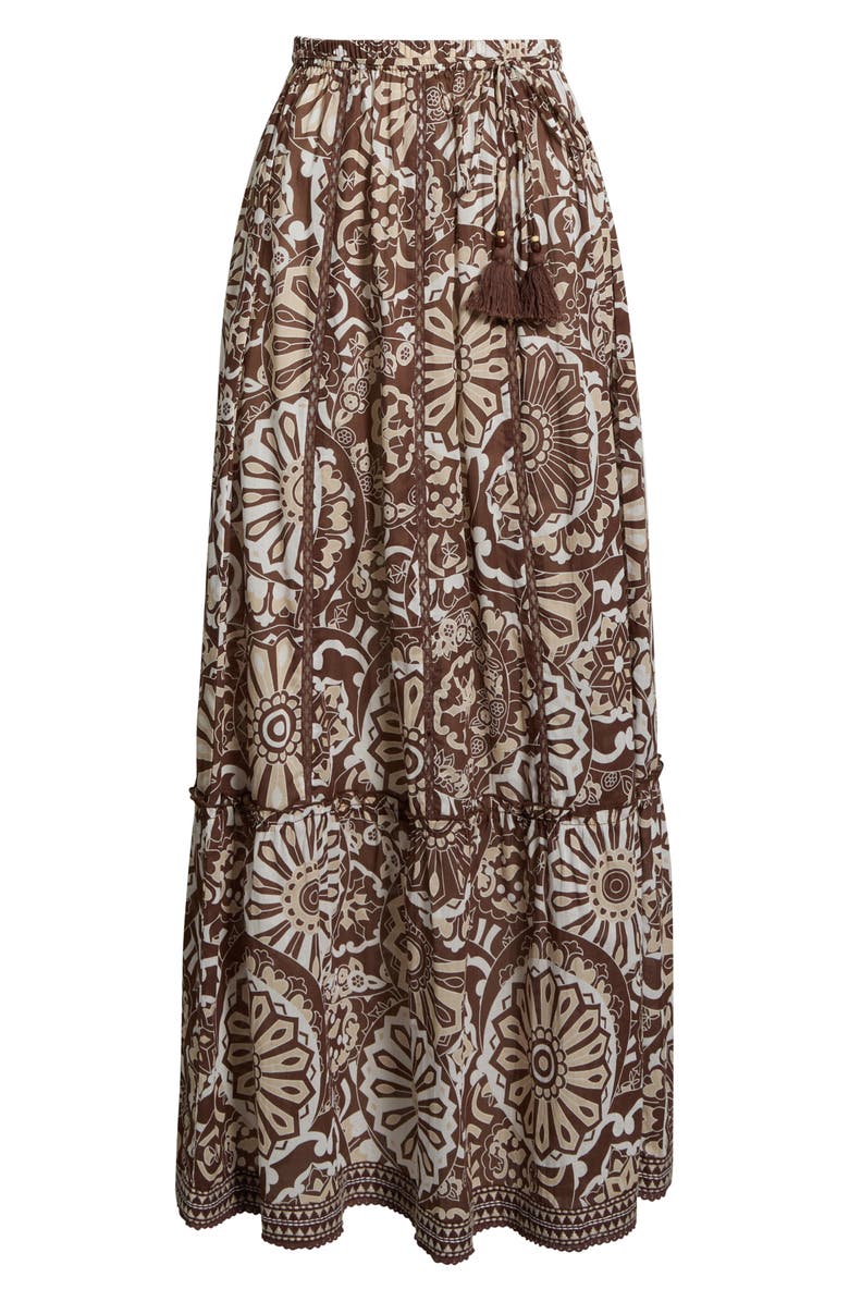 Ramy Brook Ariella Cotton Cover-Up Maxi Skirt, Alternate, color, Beach Brown Combo