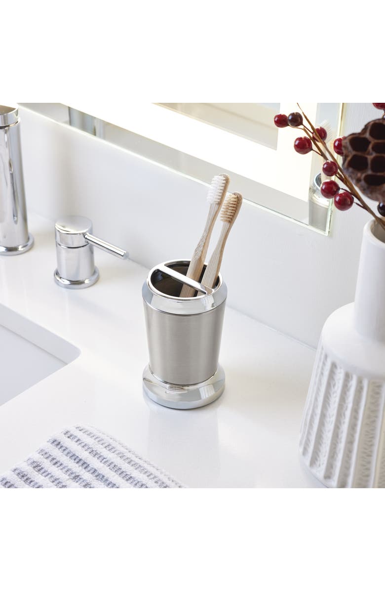 iDesign Stainless Steel Toothbrush Holder - Set of 2 - Brushed/Chrome, Alternate, color, Brushed