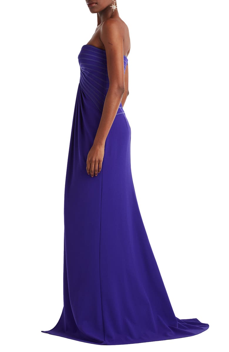 Tadashi Shoji Pipe Detail Strapless Gown, Alternate, color, Purple Iris