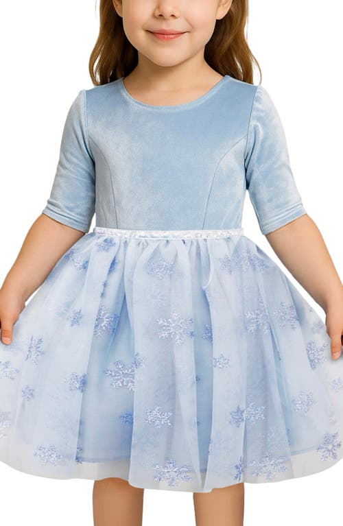 Zunie Kids' Snowflake Velvet Dress In Blue