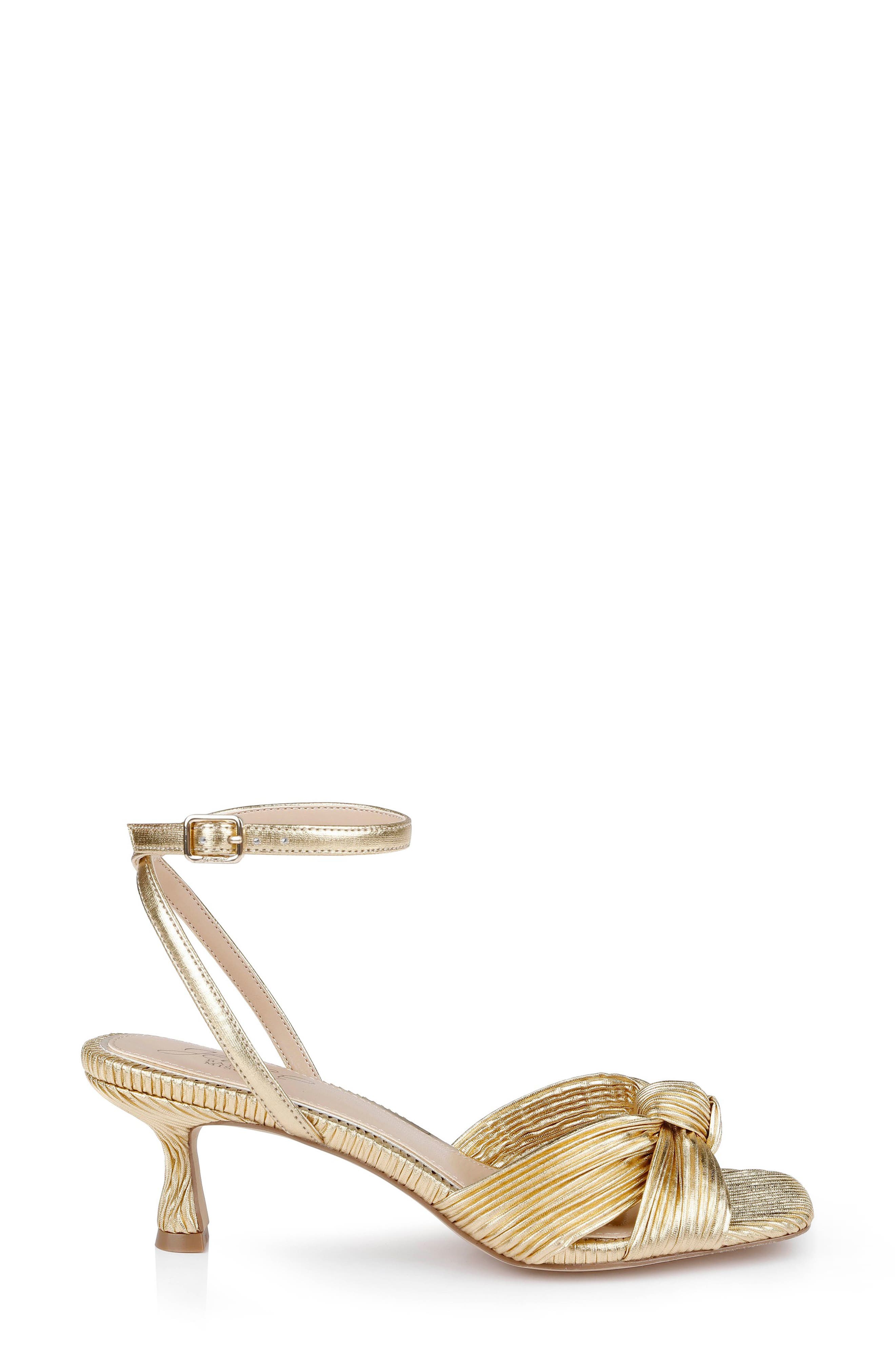 True Ankle Strap Kitten Heel Sandal, Alternate, color, GOLD FABRIC