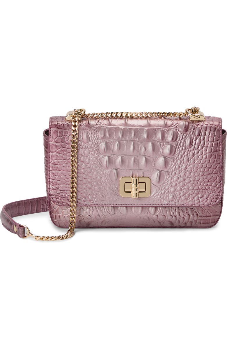 Brahmin Rosa Croc Embossed Leather Convertible Crossbody Bag, Main, color,