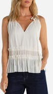 Liverpool Los Angeles Ruffle Tie Neck Sleeveless Top