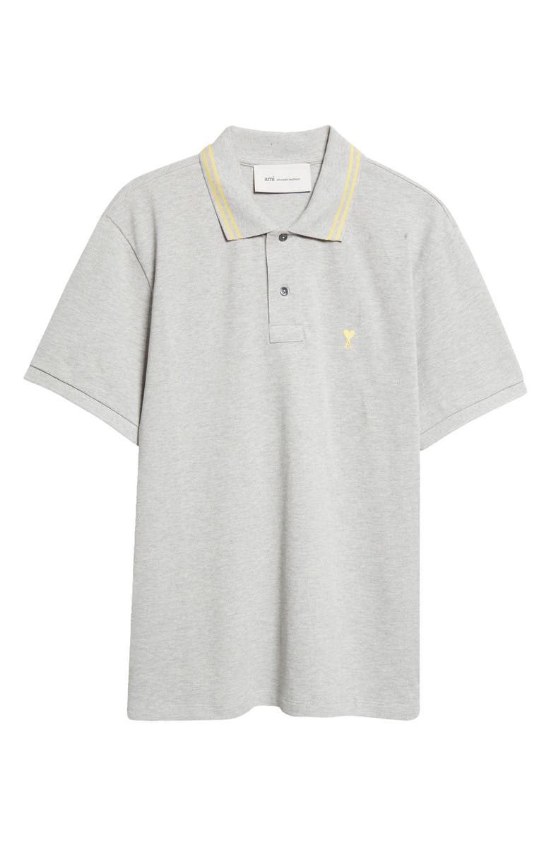 AMI PARIS Ami de Coeur Embroidered Cotton Piqué Polo, Alternate, color,