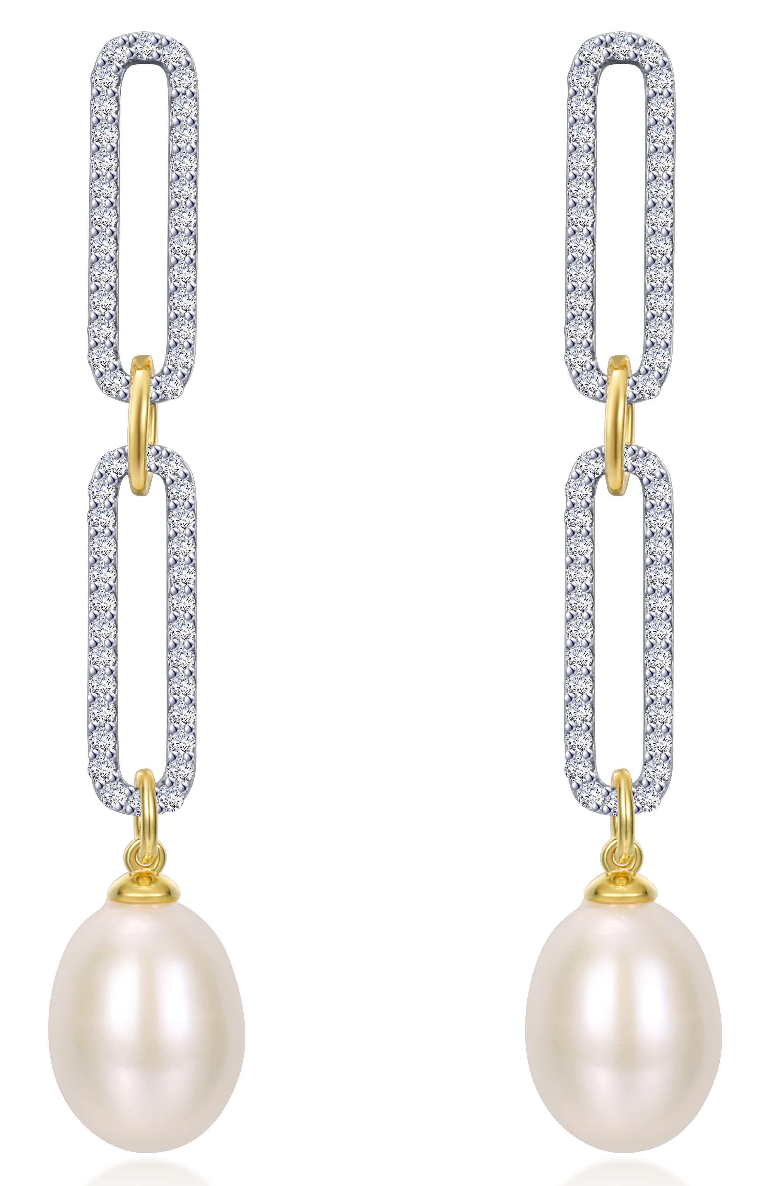 Imitation Pearl Paperclip Drop Earrings