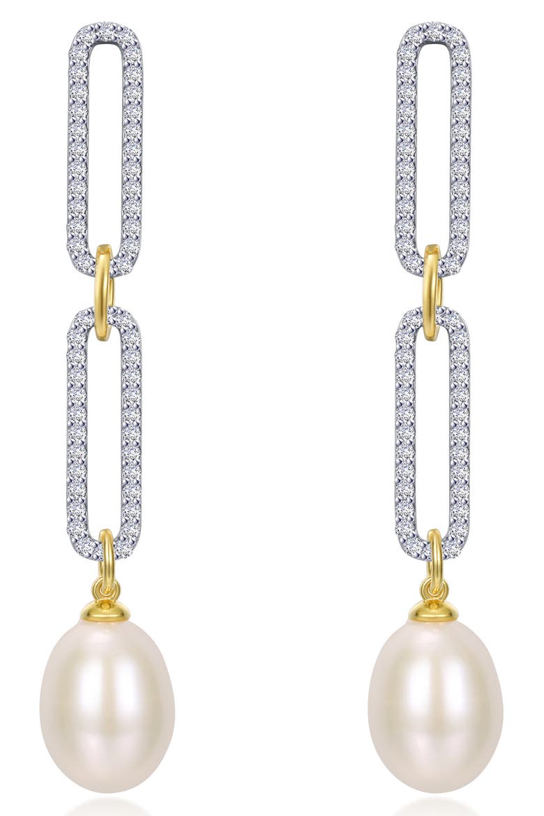 Imitation Pearl Paperclip Drop Earrings, Main, color, WHITE GOLD