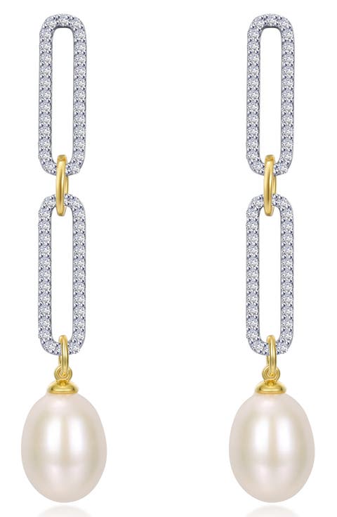 Imitation Pearl Paperclip Drop Earrings
