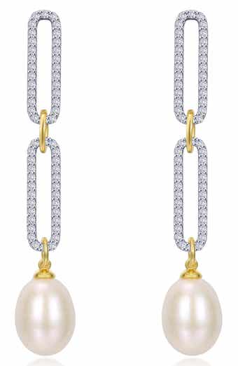 Imitation Pearl Paperclip Drop Earrings