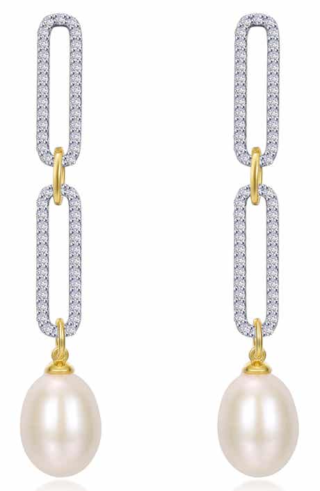 Imitation Pearl Paperclip Drop Earrings