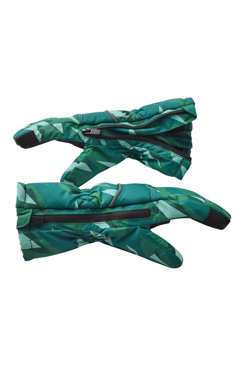 Kids' Camo Print Zip Gloves, Alternate, color, GREEN CAMO