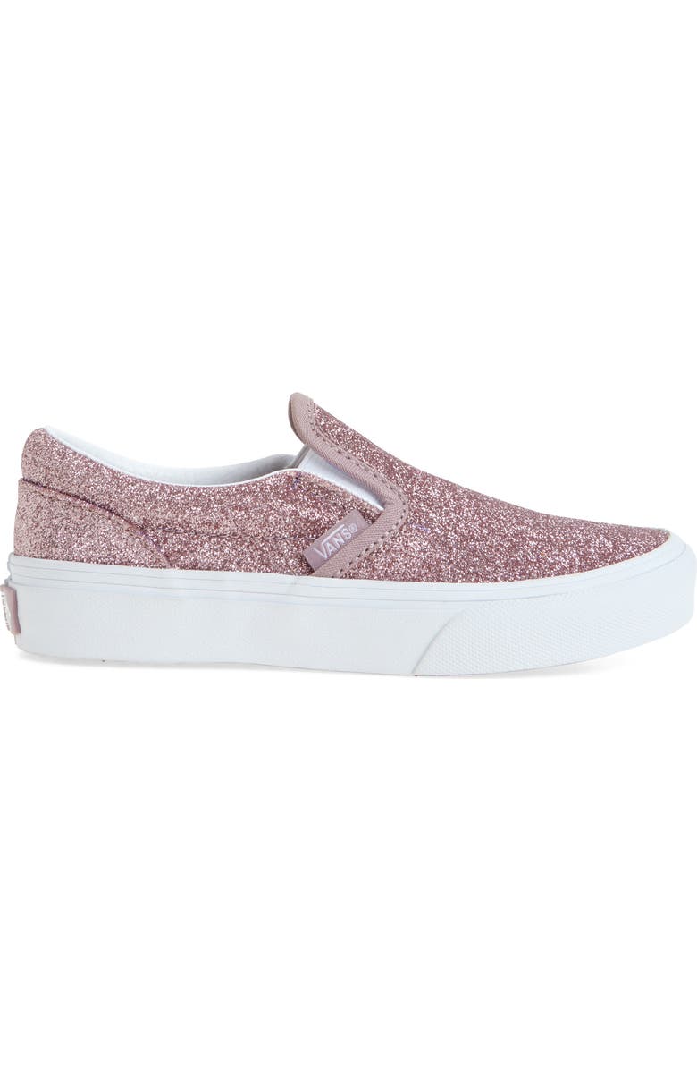Vans Classic Slip-On Glitter Sneaker, Alternate, color, Rose Gold