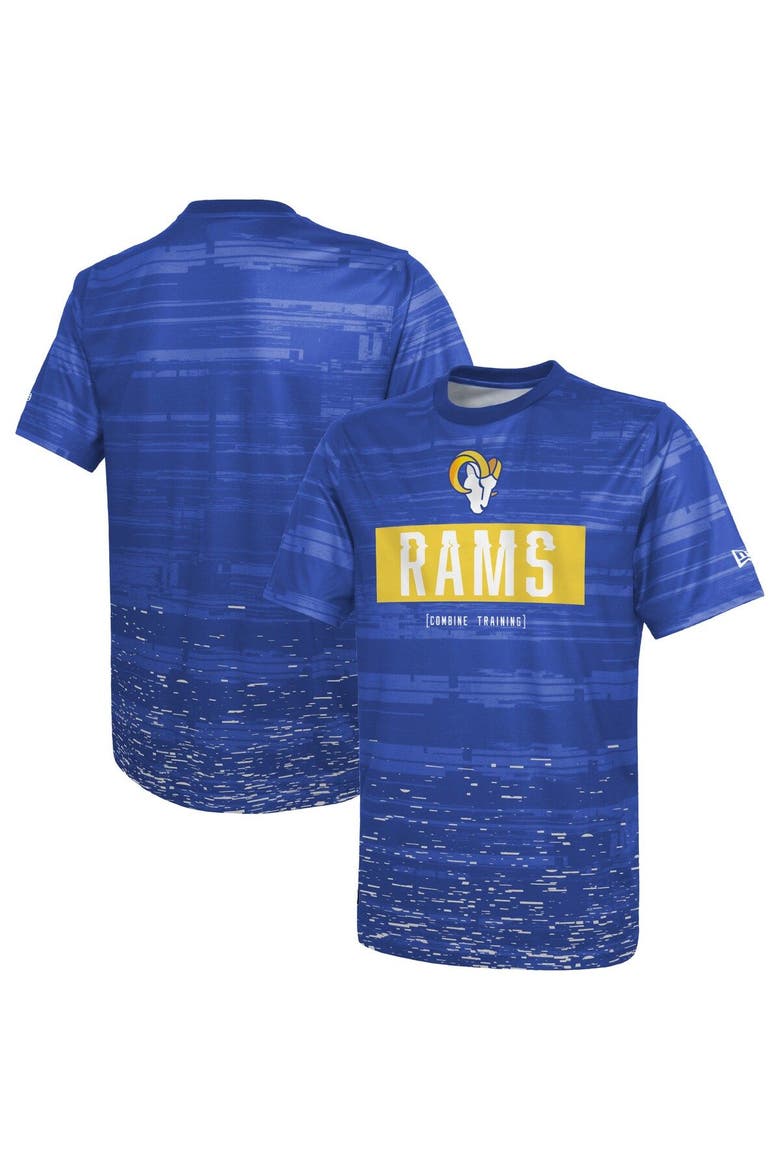 Men's New Era Royal Los Angeles Rams Combine Authentic Sweep T-Shirt, Main, color, Royal
