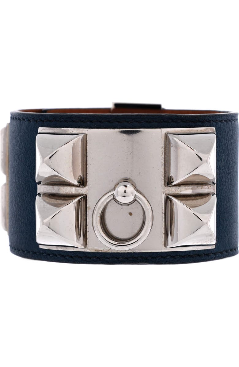 Pre-Owned Hermes Collier de Chien Bracelet Leather, Main, color, Blue
