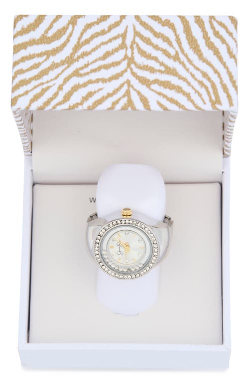 Jessica Simpson Floating Crystal Ring Watch In Silver
