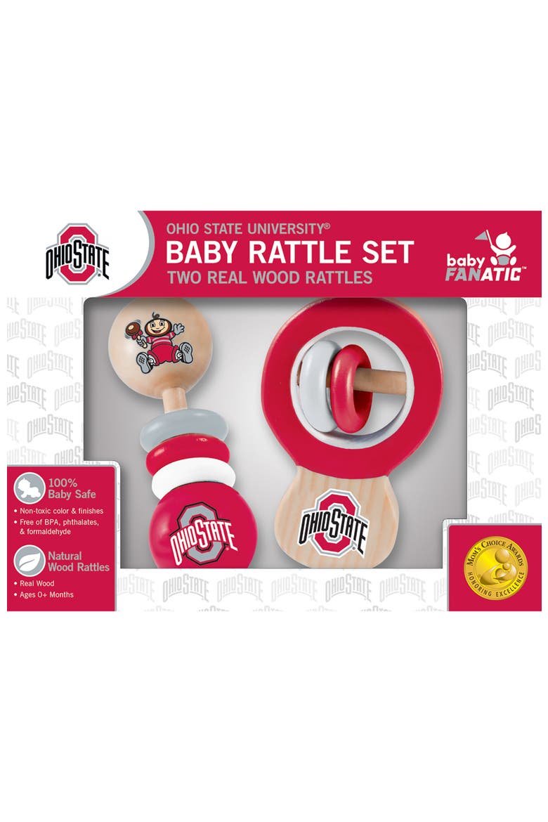 Ohio State Buckeyes Baby Rattles 2-Pack, Alternate, color, Multicolor