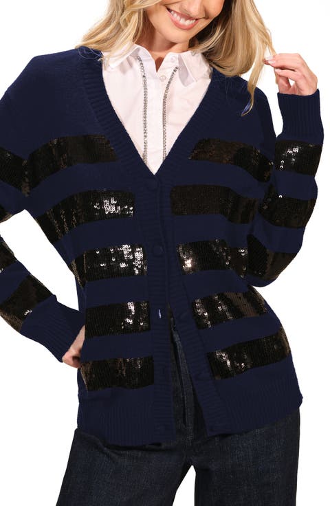 Stripe Sequin Cardigan