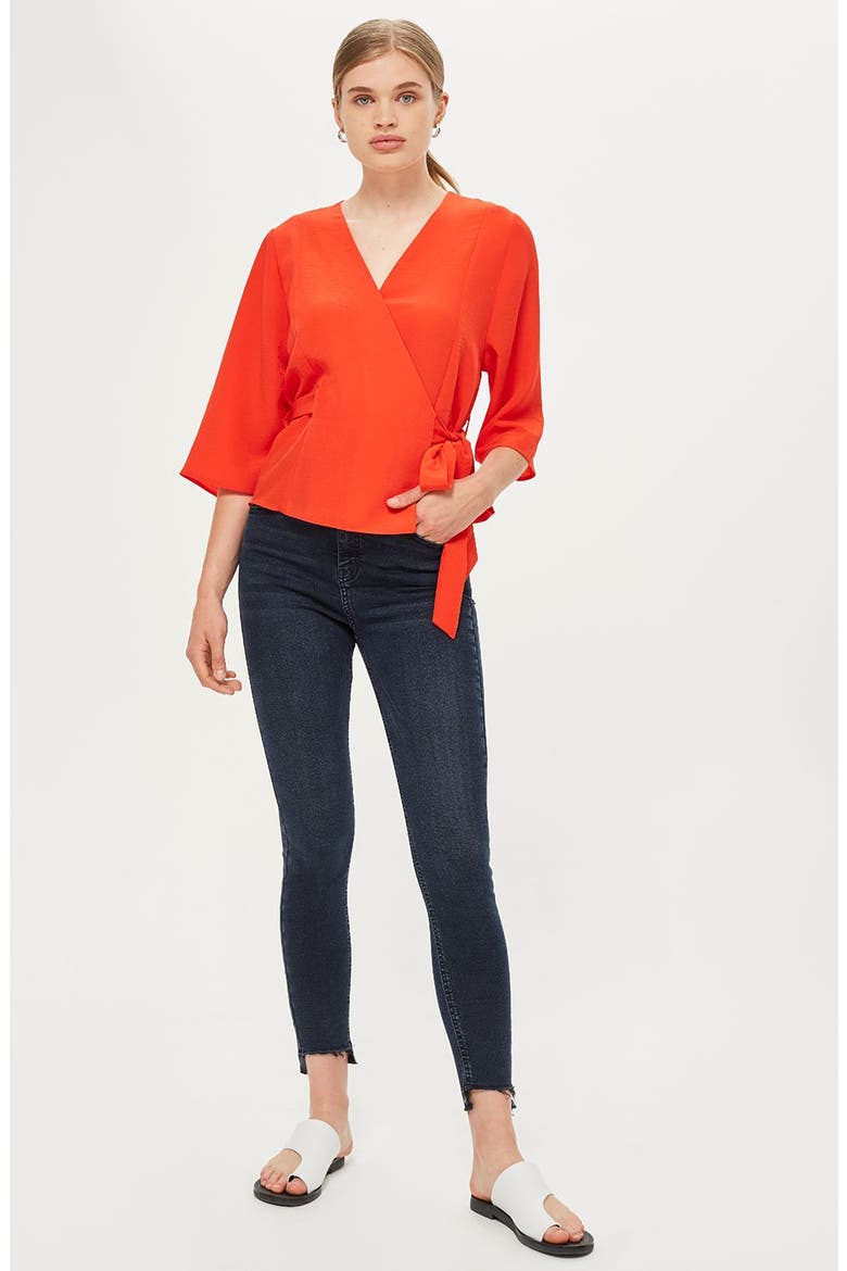 Kimono Wrap Blouse, Alternate, color, RED