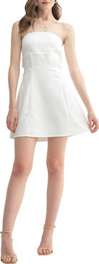 All in Favor Bow Back Strapless Fit & Flare Minidress