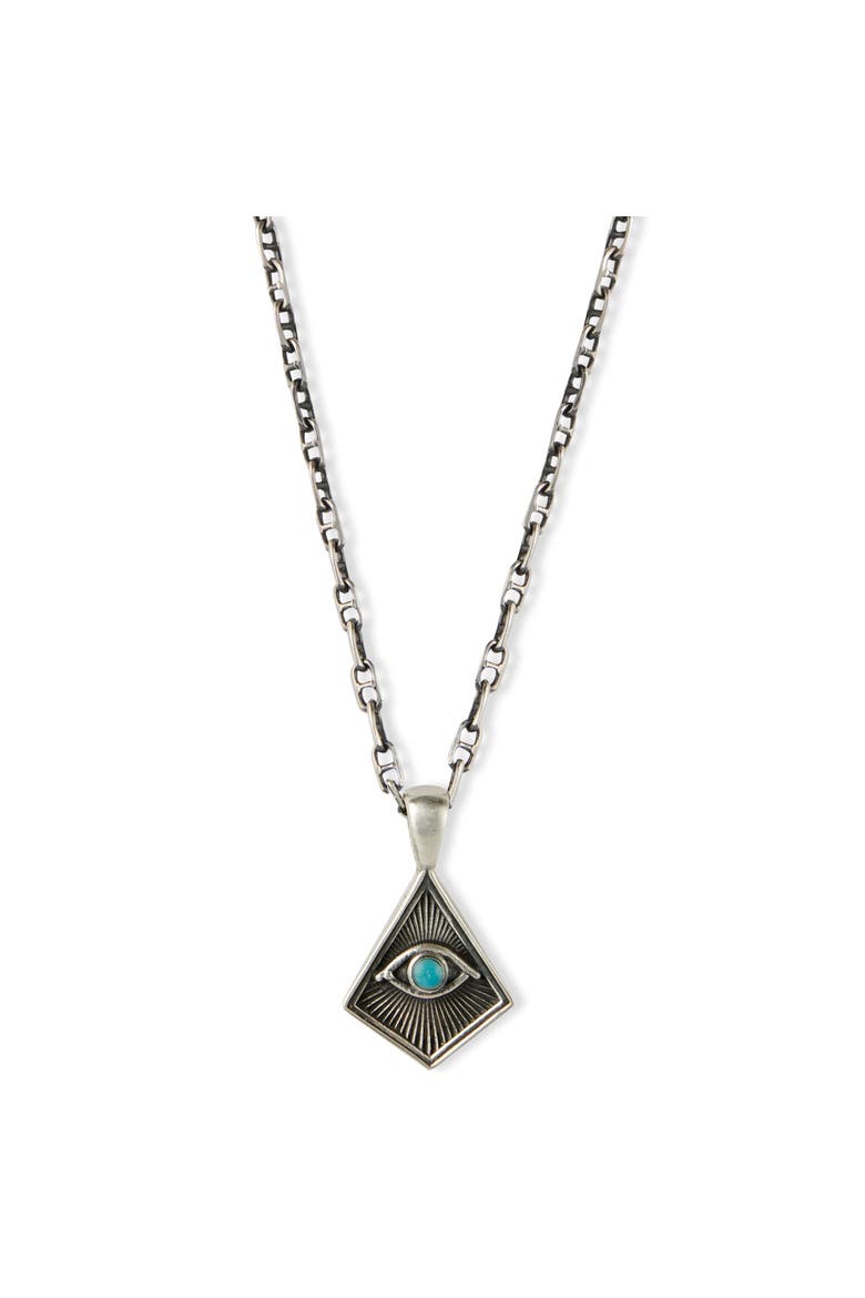 Evil Eye and Turquoise Silver Necklace, Main, color, Turquoise