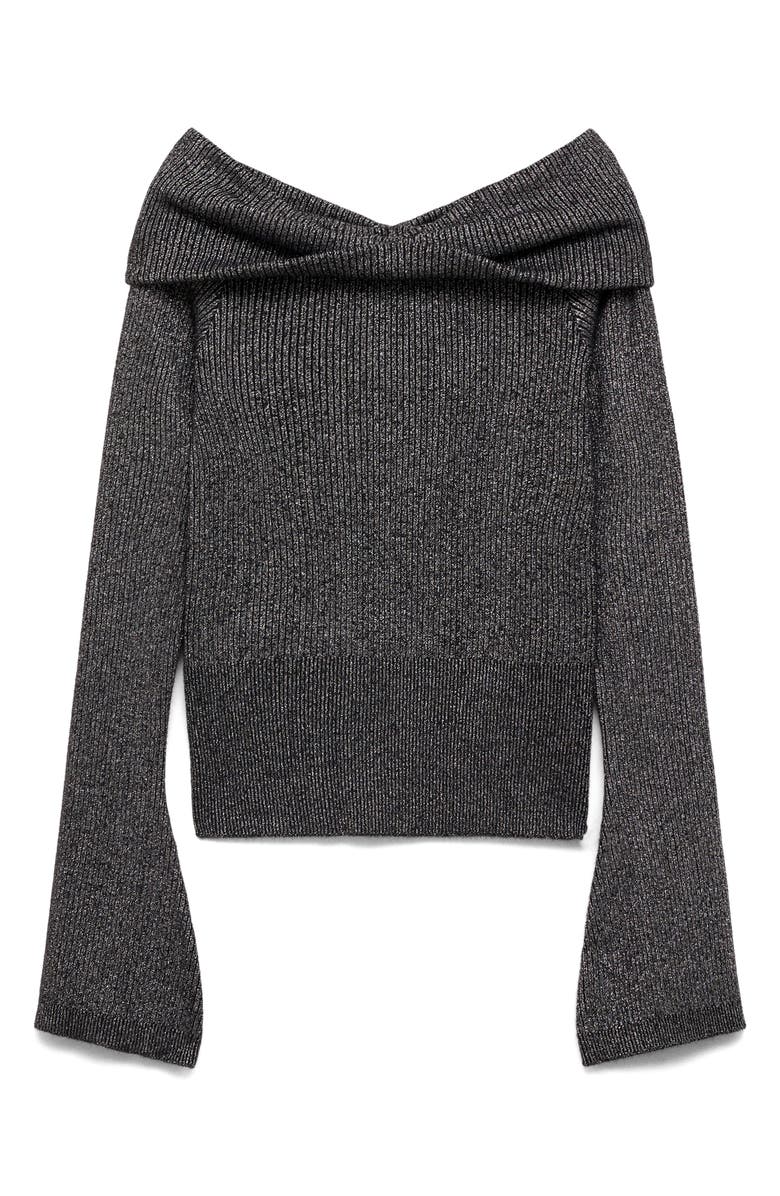 MANGO Metallic Off the Shoulder Sweater, Alternate, color,