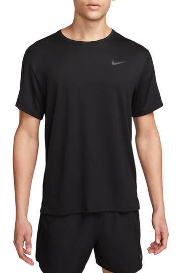 Nike Dri-fit Uv Miler Short Sleeve Running Top In Black