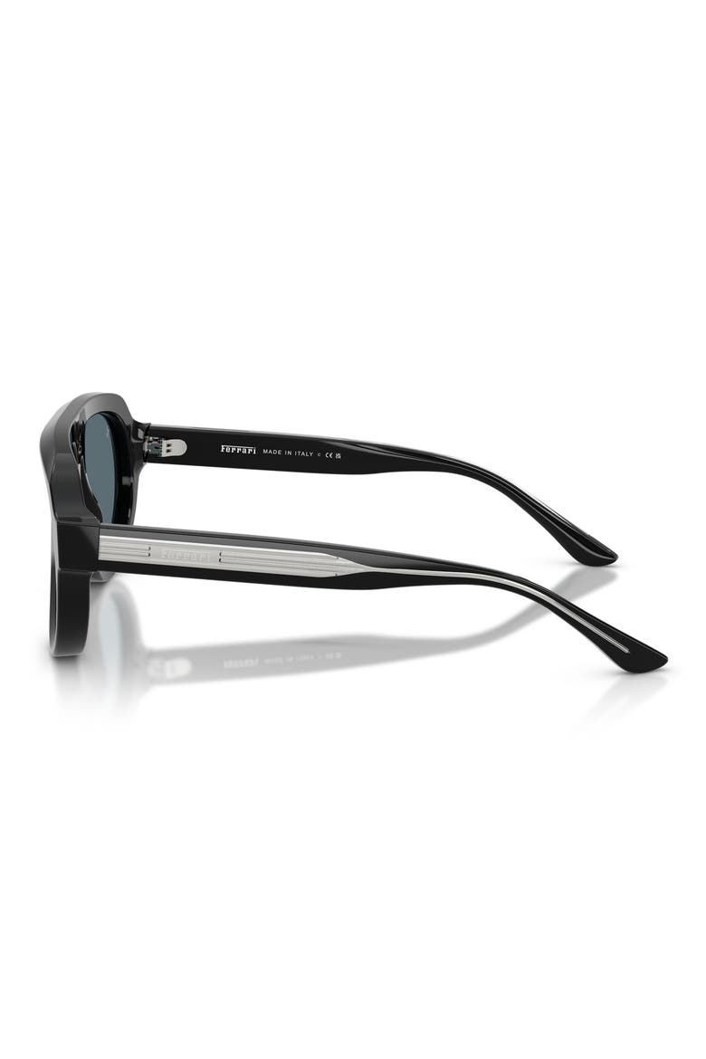 56mm Pilot Sunglasses, Alternate, color, SHINY BLACK / BLUE