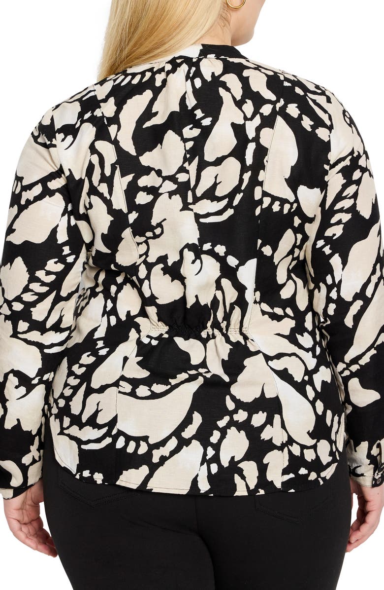 NIC+ZOE Evening Petal Linen Blend Top, Alternate, color, Black Multi