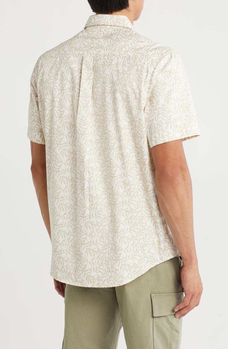 NORDSTROM RACK Short Sleeve Cotton Poplin Button-Up Shirt, Alternate, color, Ivory Egret Trailing Vines