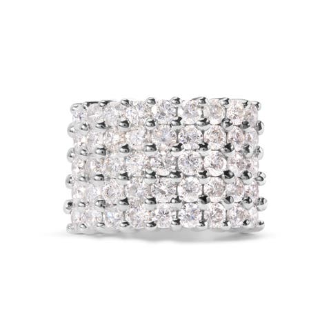 14k White Gold 4.0 Cttw Diamond 5 Row Ring Band