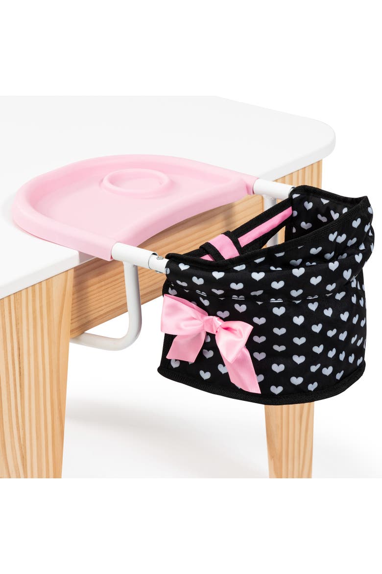 Table Seat Black, Pink Hearts, Folding, Attachable, Alternate, color, Multicolored