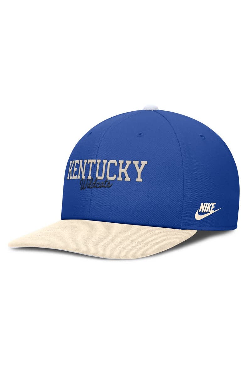 Men's Nike Royal/Cream Kentucky Wildcats Pro Legacy Script Snapback Hat, Main, color, Royal