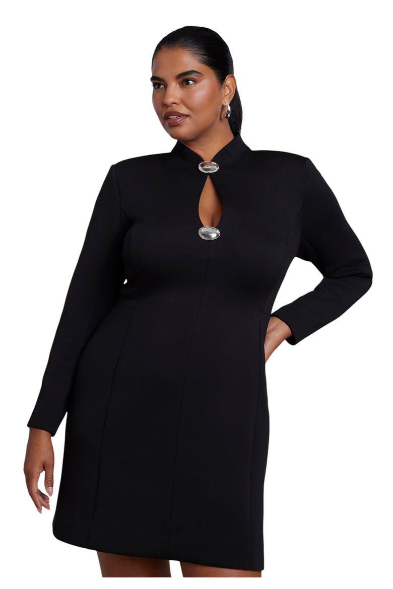 Hardware Detail Structured Mini Dress (plus), Alternate, color, BLACK ONYX
