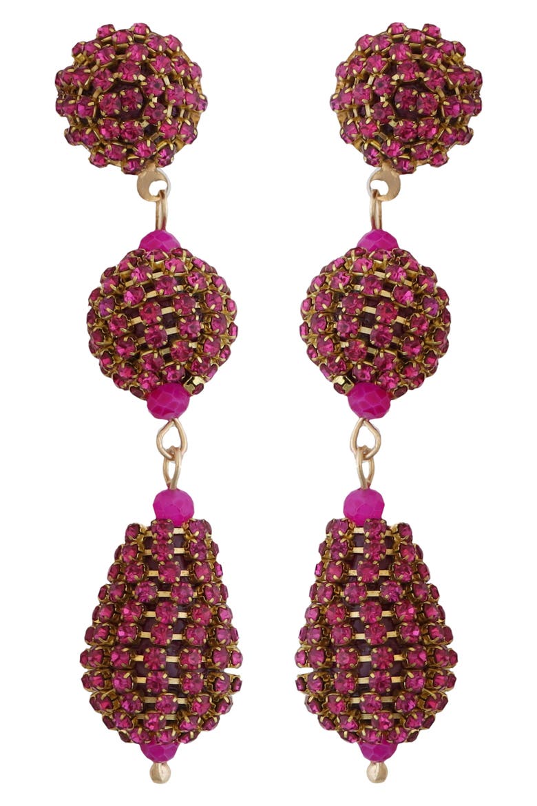 Crystal Drop Earrings, Main, color, PINK