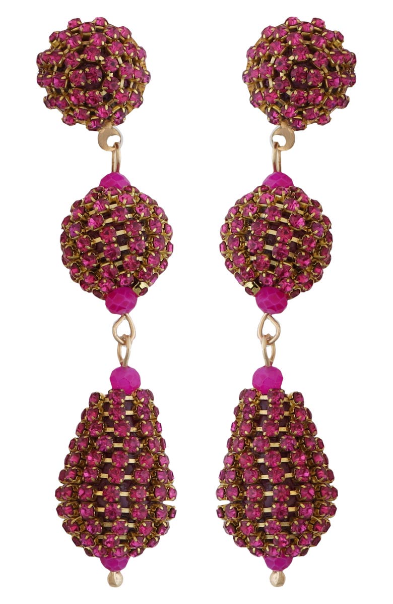Panacea Crystal Drop Earrings, Main, color, Pink