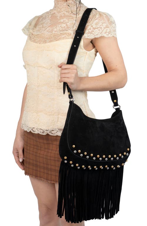 Jeffrey Campbell Lyrical Suede Crossbody Bag In Black Suede