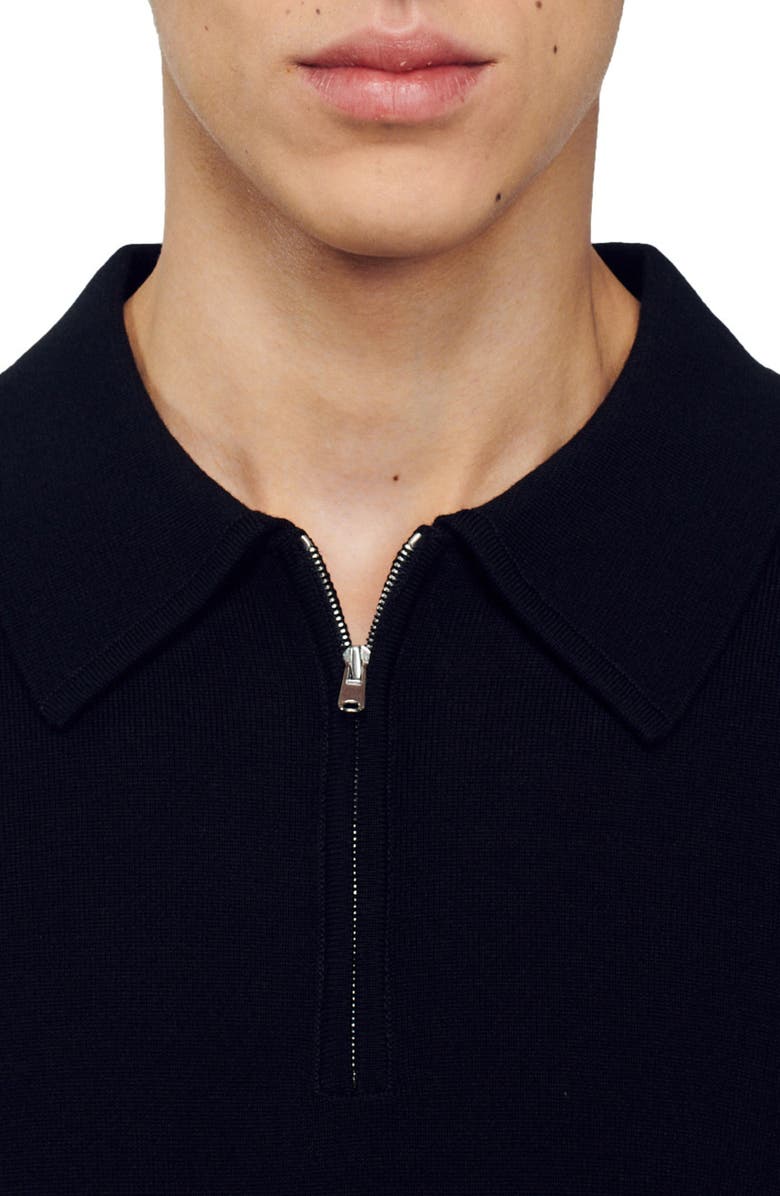 SANDRO Milano Long Sleeve Quarter Zip Wool Blend Polo, Alternate, color, 