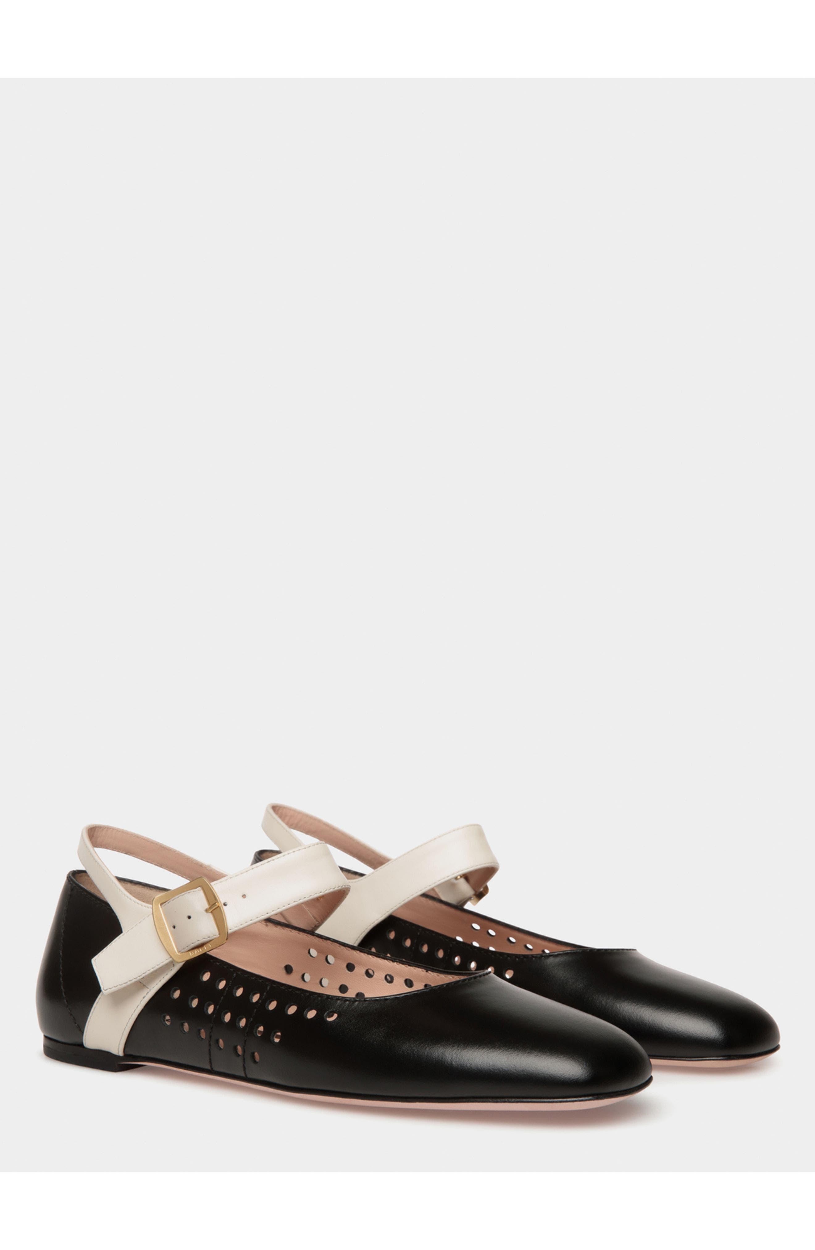 Bally rina Flat in Leather with Goat Leather Lining, Alternate, color, 