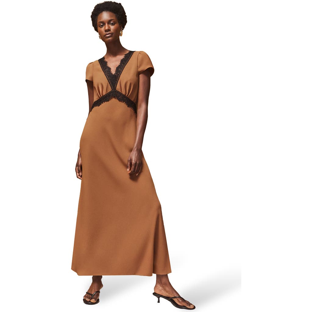 Ro&zo Lace Trim Maxi Dress In Brown