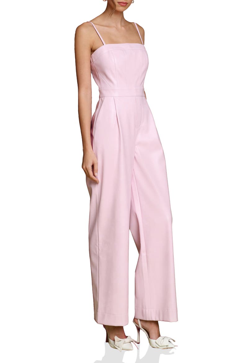 Wide Leg Faux Leather Jumpsuit, Alternate, color, PALE PINK